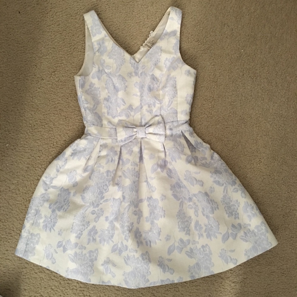 Divided H&M Ivory/Purple Floral Dress w/ Front Bow